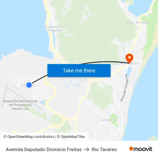 Avenida Deputado Diomício Freitas to Rio Tavares map