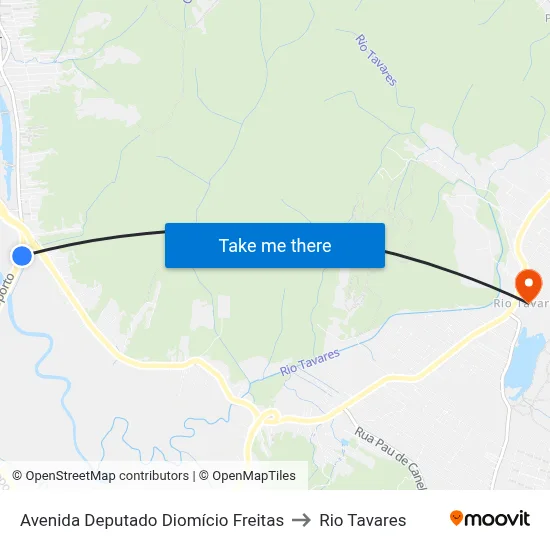Avenida Deputado Diomício Freitas to Rio Tavares map