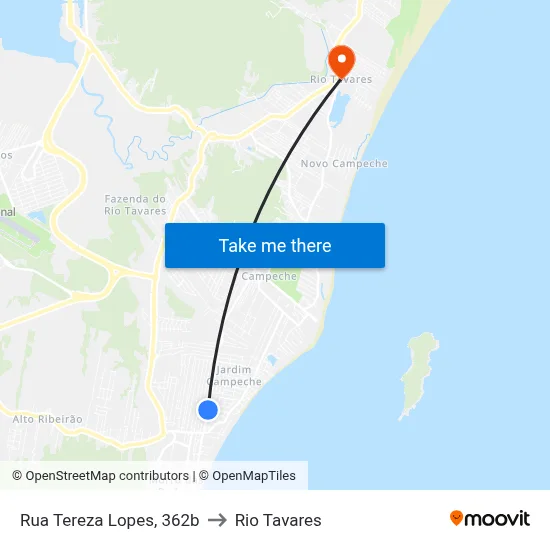 Rua Tereza Lopes, 362b to Rio Tavares map