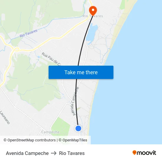 Avenida Campeche to Rio Tavares map