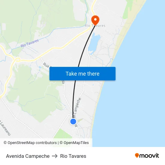 Avenida Campeche to Rio Tavares map