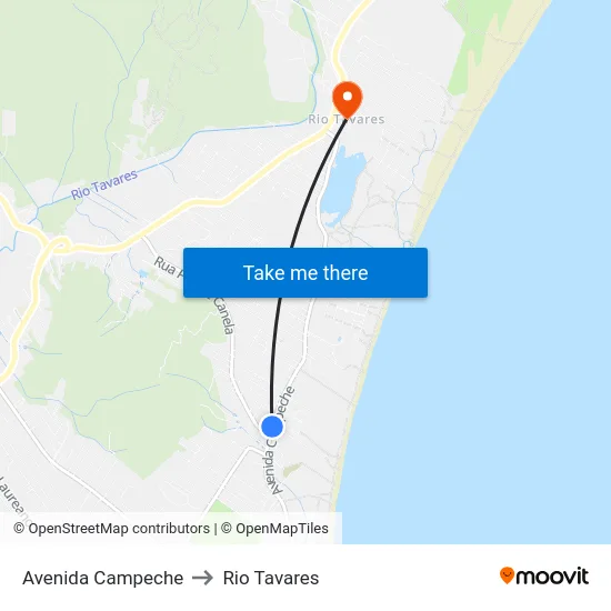 Avenida Campeche to Rio Tavares map