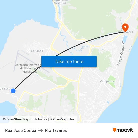 Rua José Corrêa to Rio Tavares map