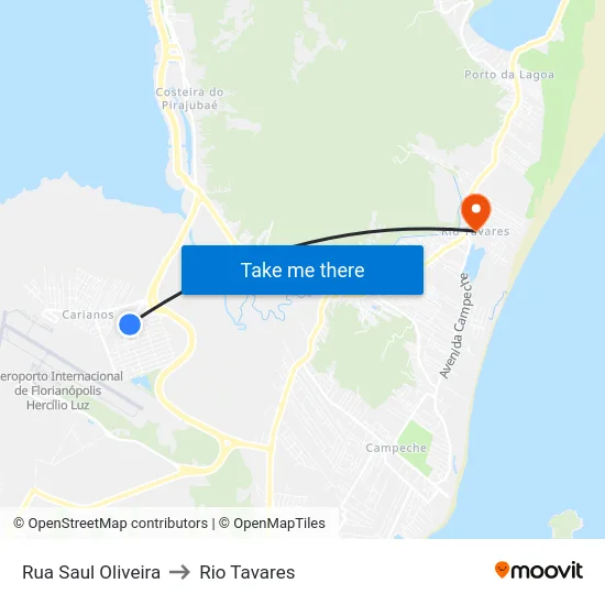 Rua Saul Oliveira to Rio Tavares map