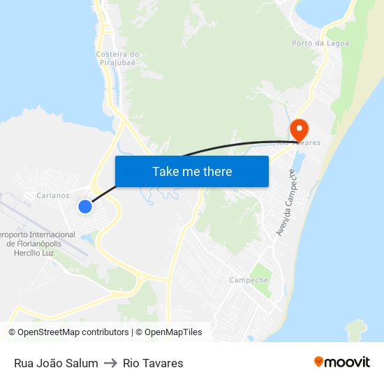 Rua João Salum to Rio Tavares map