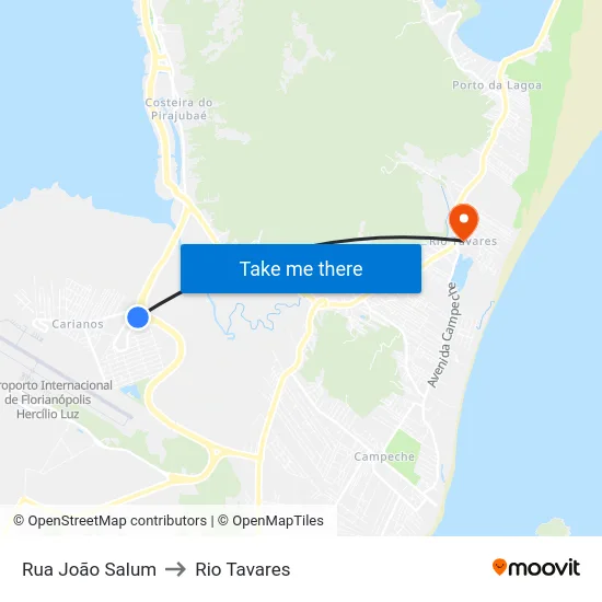 Rua João Salum to Rio Tavares map
