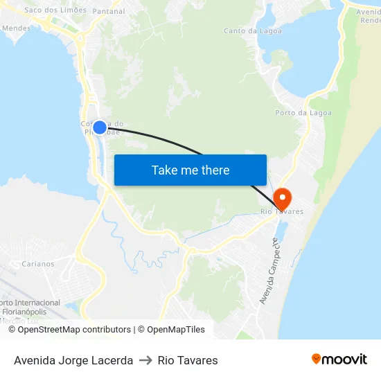 Avenida Jorge Lacerda to Rio Tavares map