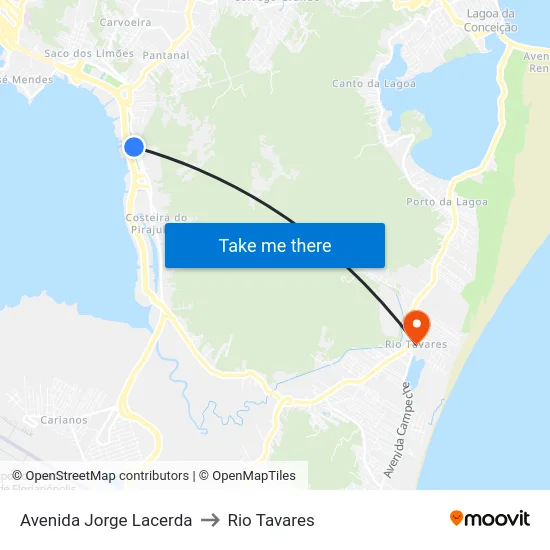 Avenida Jorge Lacerda to Rio Tavares map