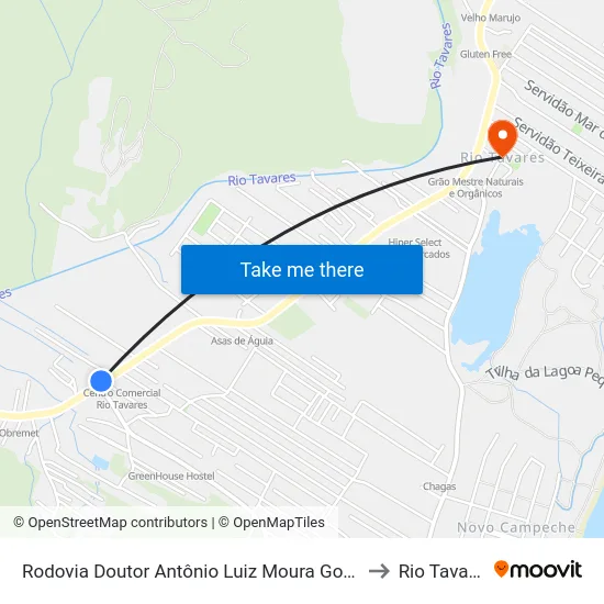 Rodovia Doutor Antônio Luiz Moura Gonzaga to Rio Tavares map