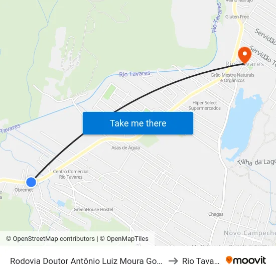 Rodovia Doutor Antônio Luiz Moura Gonzaga to Rio Tavares map