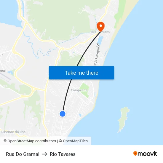 Rua Do Gramal to Rio Tavares map