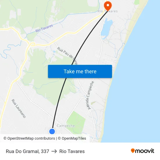Rua Do Gramal, 337 to Rio Tavares map
