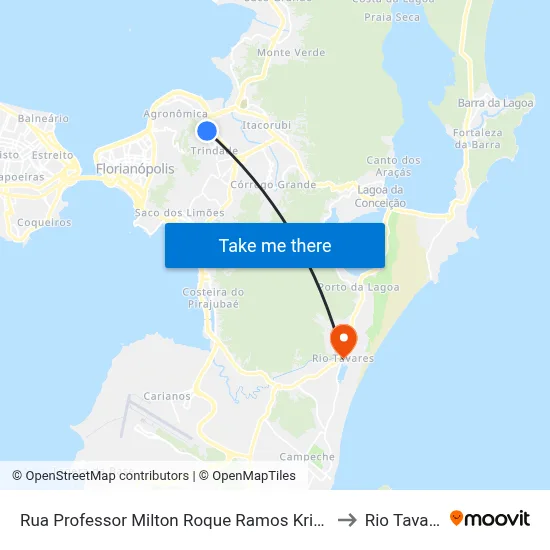 Rua Professor Milton Roque Ramos Krieger 25 to Rio Tavares map