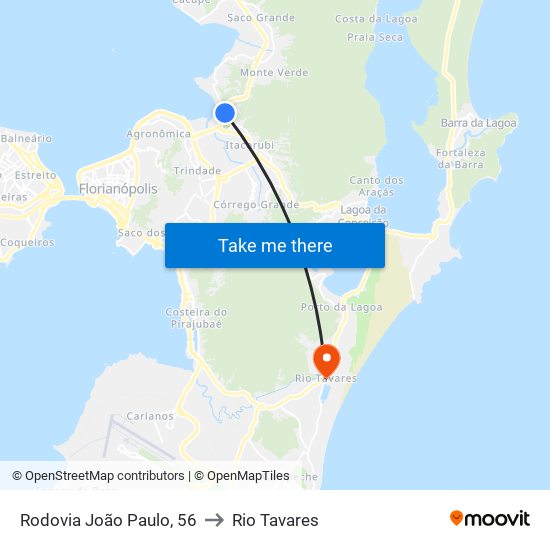 Rodovia João Paulo, 56 to Rio Tavares map