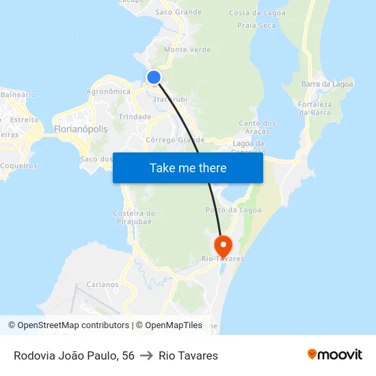 Rodovia João Paulo, 56 to Rio Tavares map