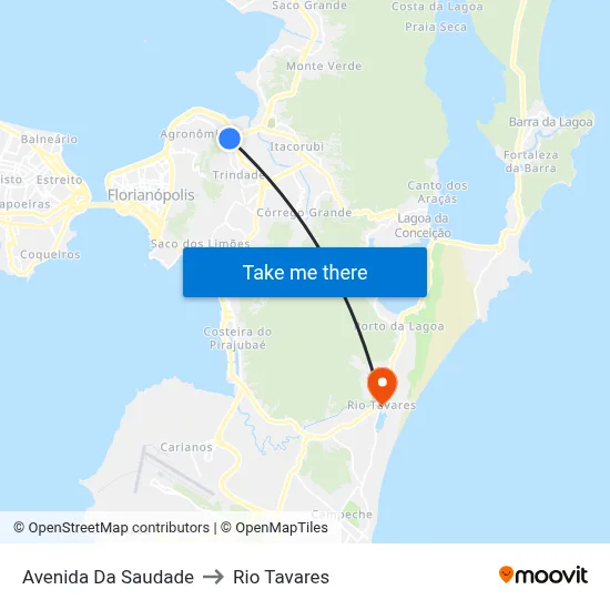 Avenida Da Saudade to Rio Tavares map