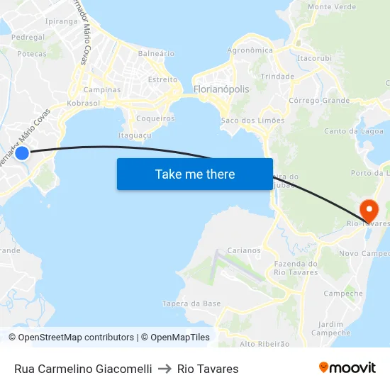Rua Carmelino Giacomelli to Rio Tavares map