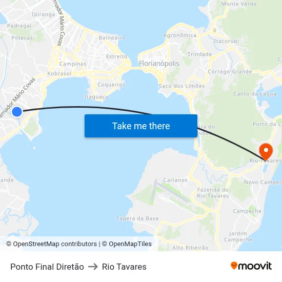 Ponto Final Diretão to Rio Tavares map