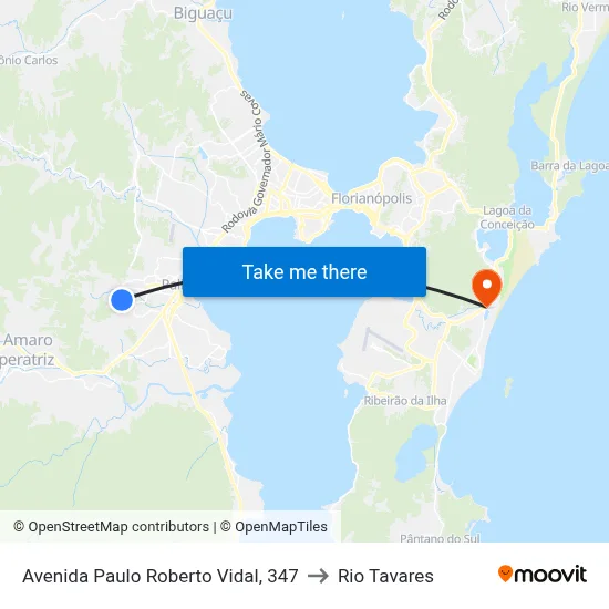 Avenida Paulo Roberto Vidal, 347 to Rio Tavares map
