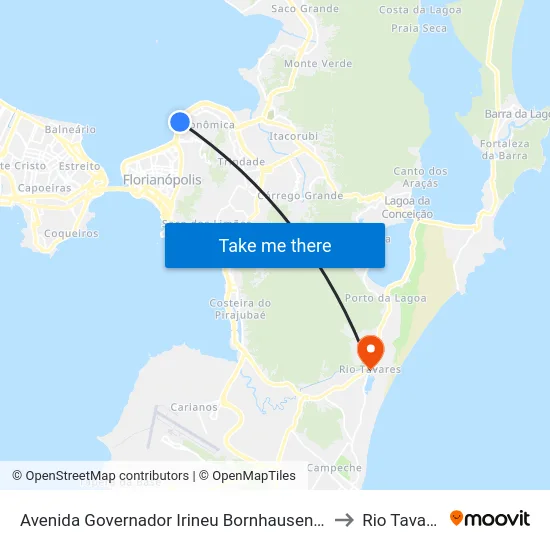 Avenida Governador Irineu Bornhausen 3400 to Rio Tavares map