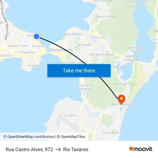 Rua Castro Alves, 972 to Rio Tavares map