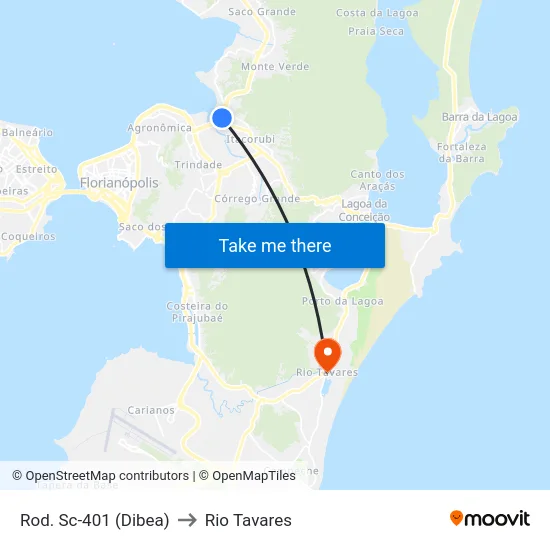 Rod. Sc-401 (Dibea) to Rio Tavares map
