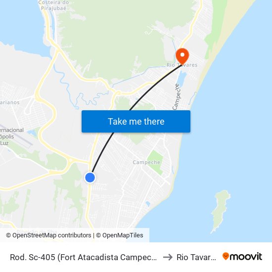 Rod. Sc-405 (Fort Atacadista Campeche) to Rio Tavares map