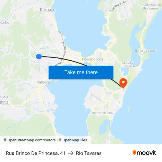 Rua Brinco De Princesa, 41 to Rio Tavares map