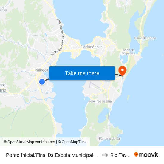 Ponto Inicial/Final Da Escola Municipal De Palhoça to Rio Tavares map