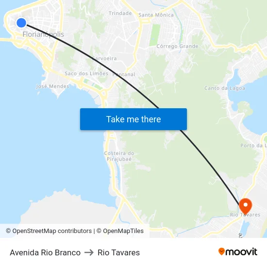 Avenida Rio Branco to Rio Tavares map