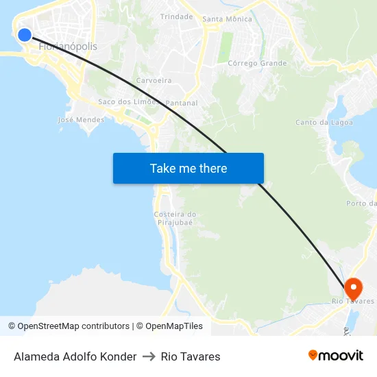 Alameda Adolfo Konder to Rio Tavares map