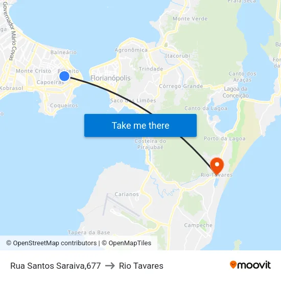 Capoeiras 006 to Rio Tavares map