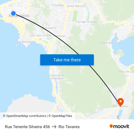 Rua Tenente Silveira 456 to Rio Tavares map