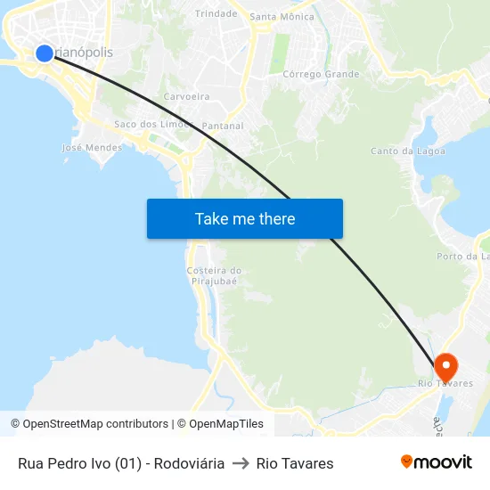 Rua Pedro Ivo (01) - Rodoviária to Rio Tavares map