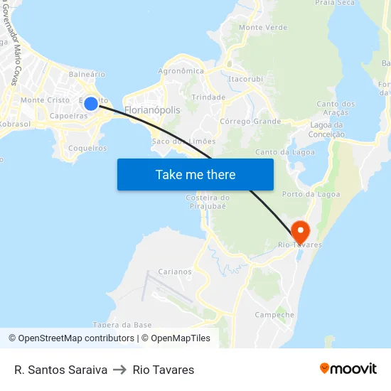 R. Santos Saraiva to Rio Tavares map