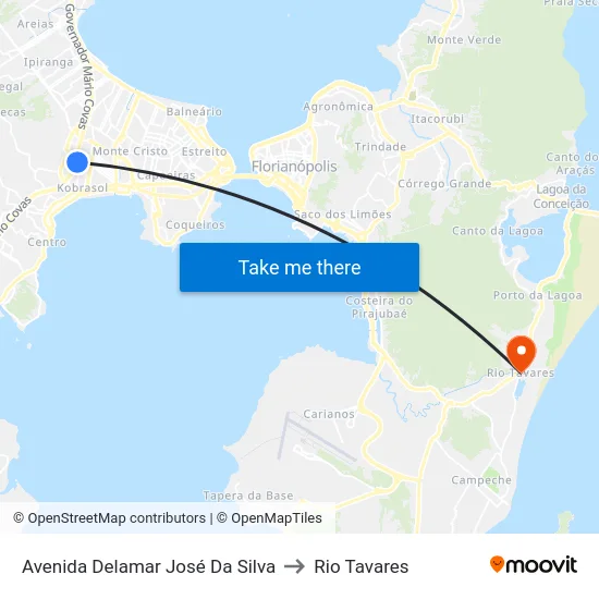 Avenida Delamar José Da Silva to Rio Tavares map