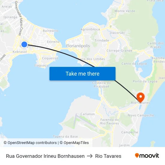 Rua Governador Irineu Bornhausen to Rio Tavares map