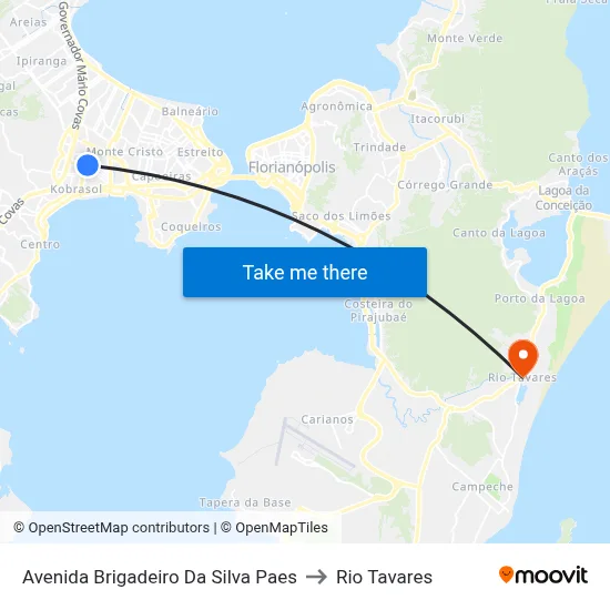 Avenida Brigadeiro Da Silva Paes to Rio Tavares map