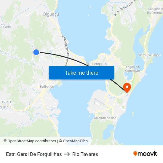 Estr. Geral De Forquillhas to Rio Tavares map