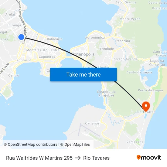 Rua Walfrides W Martins 295 to Rio Tavares map