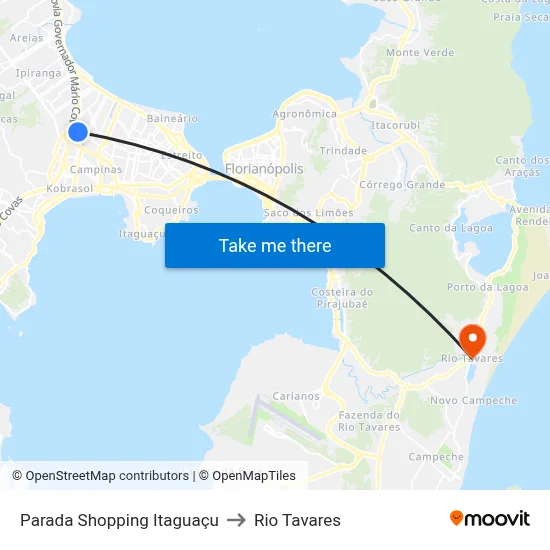Parada Shopping Itaguaçu to Rio Tavares map
