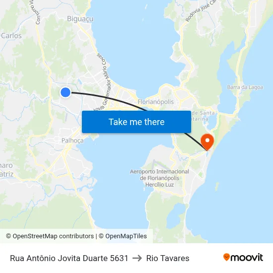 Rua Antônio Jovita Duarte 5631 to Rio Tavares map