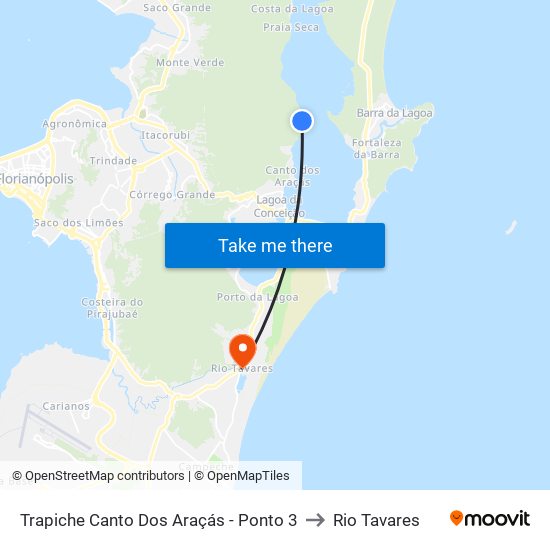 Trapiche Canto Dos Araçás - Ponto 3 to Rio Tavares map