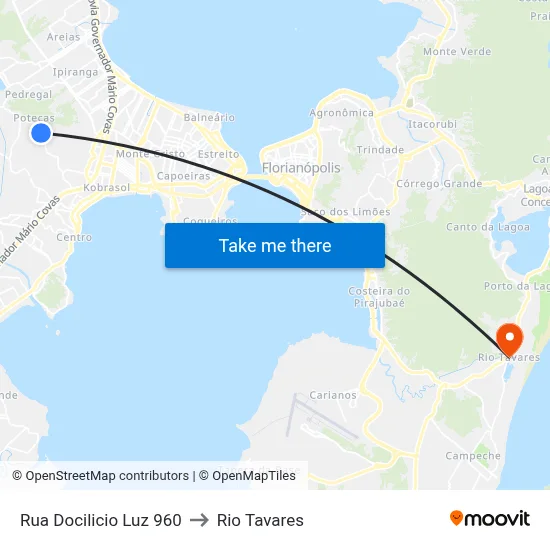Rua Docilicio Luz 960 to Rio Tavares map