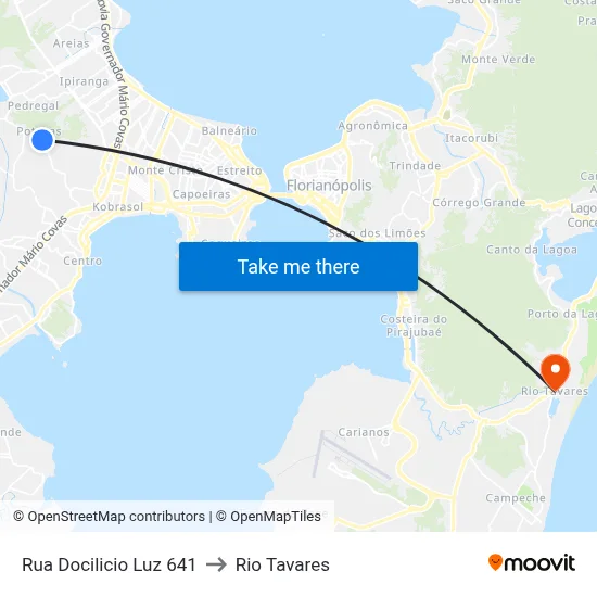 Rua Docilicio Luz 641 to Rio Tavares map
