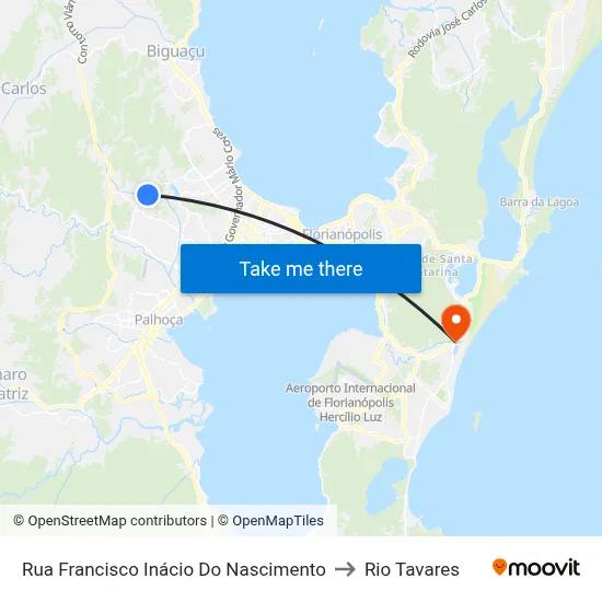 Rua Francisco Inácio Do Nascimento to Rio Tavares map