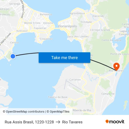 Rua Assis Brasil, 1220-1228 to Rio Tavares map