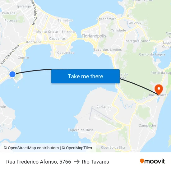 Rua Frederico Afonso, 5766 to Rio Tavares map