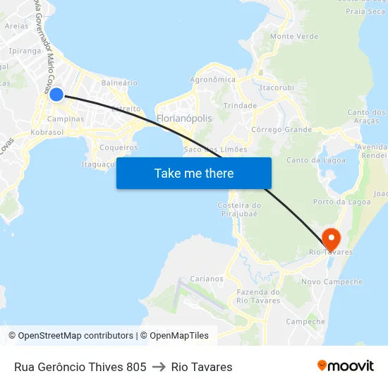 Rua Gerôncio Thives 805 to Rio Tavares map