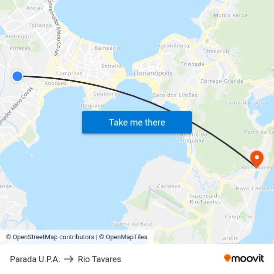Parada U.P.A. to Rio Tavares map